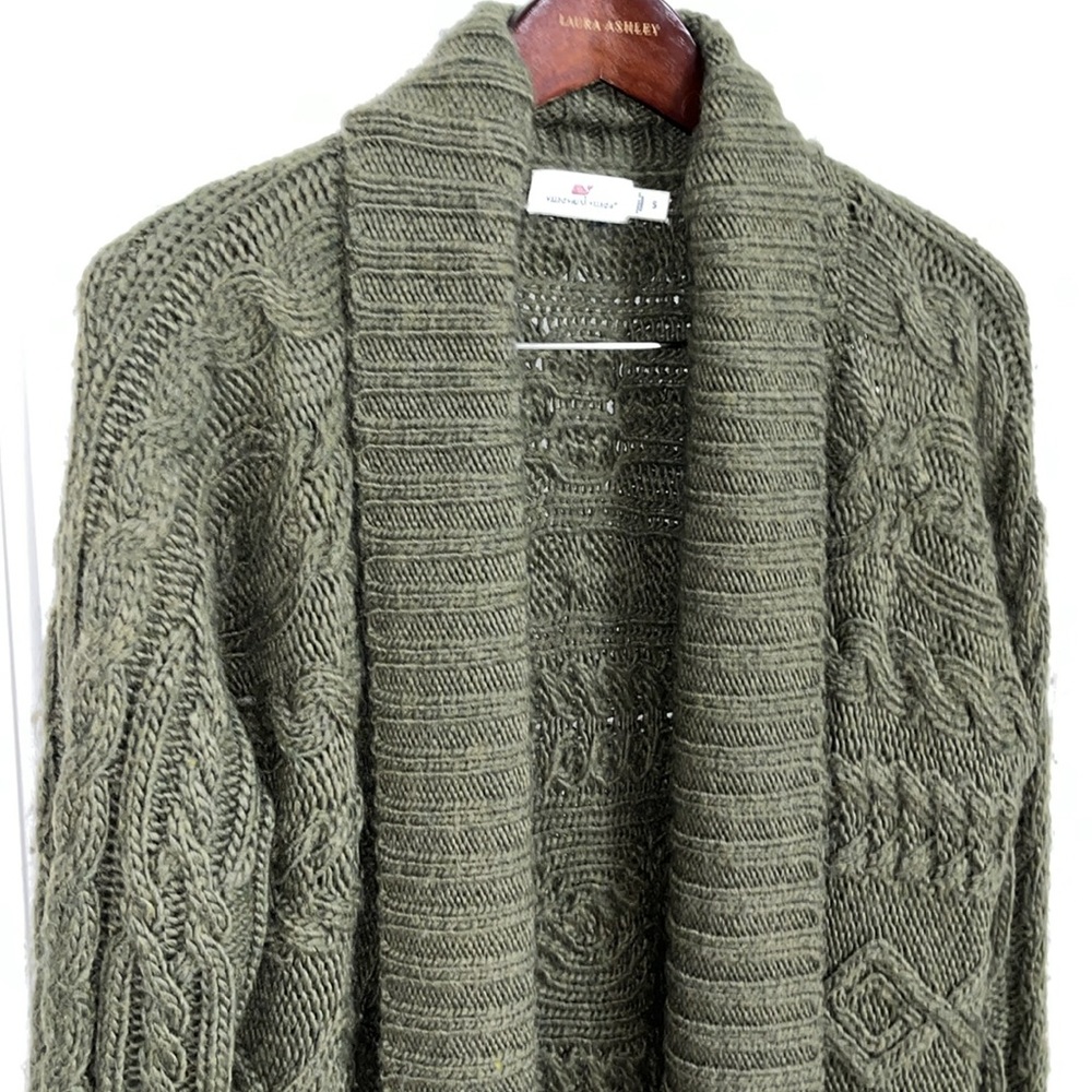 Vineyard Vines Alpaca Blend Cable Knit Cardigan Olive Green (Small)